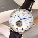 New Copy IWC Portofino Watch SS Black Leather Strap